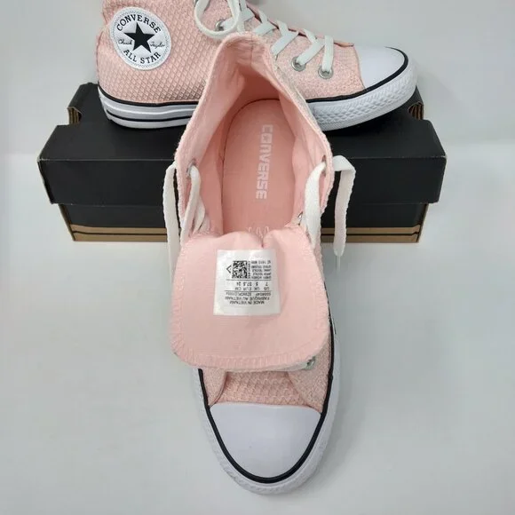 Women's Converse Chuck Taylor All Star Hi-Top White/Vapor Pink/White Sneakers-S7 - Picture 7 of 7